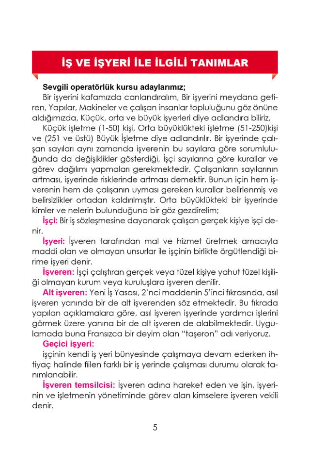 İŞ MAKİNELERİ OPERATÖRLÜK KURSU EĞİTİM KİTABI