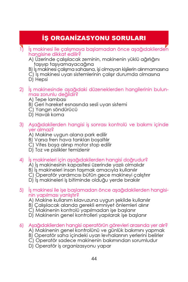İŞ MAKİNELERİ OPERATÖRLÜK KURSU EĞİTİM KİTABI