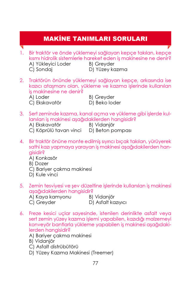 İŞ MAKİNELERİ OPERATÖRLÜK KURSU EĞİTİM KİTABI